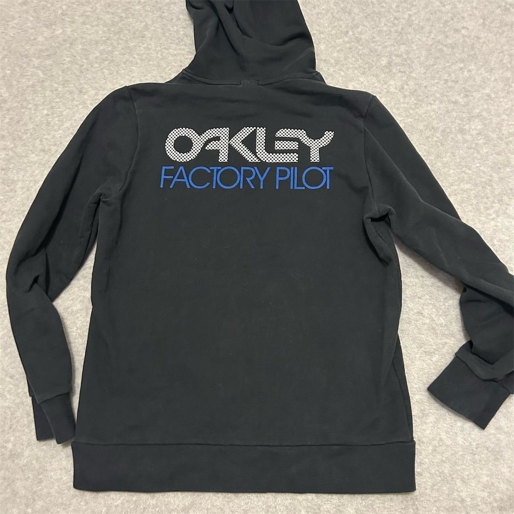 Oakley Men's Black Pullover Hoodie M Graphic Print Kangaroo Pocket Factory pilot - Picture 1 of 7